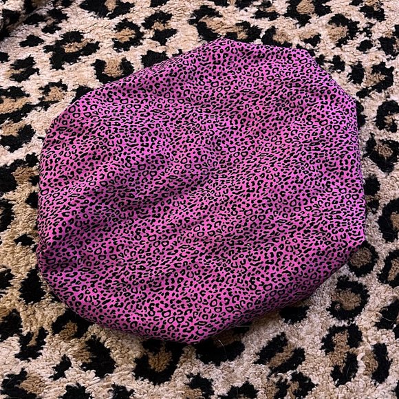 LOVENCOLOR.COM HANDMADE PINK AND BLACK LEOPARD ANIMAL PRINT HAIR BONNET